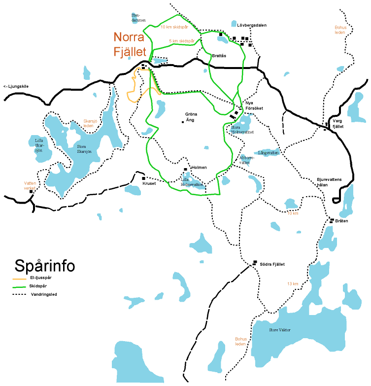 Karta över Norra Fjällets leder